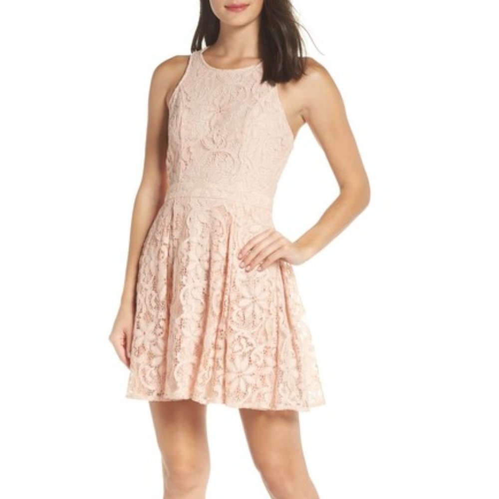 LULUS Racerback Lace Party Dress Blush size XL